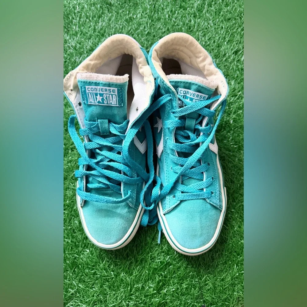 Converse Teal and White Unisex Sneakers‎ Size M-7 W-8.5 - Picture 8 of 9